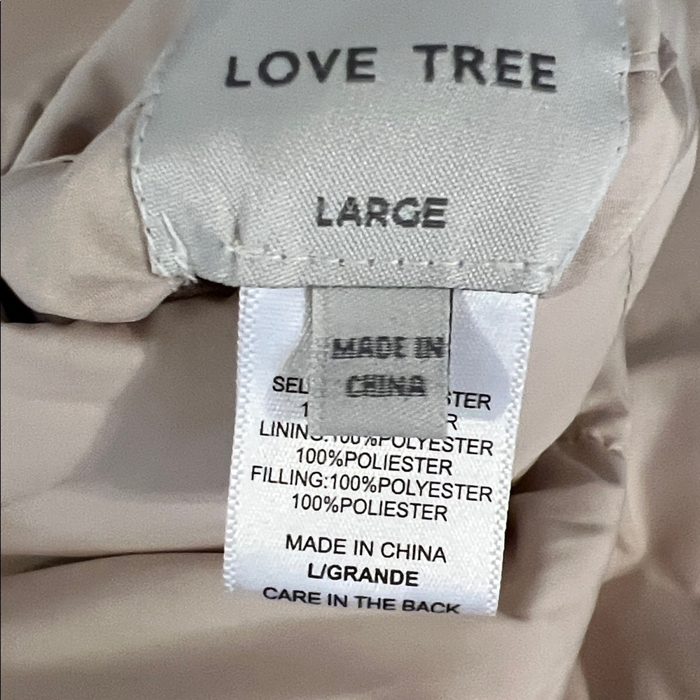 NWOT Love Tree Size M Quilted Brown/Beige Reversible Funnel Neck Puffer Vest - Picture 8 of 9